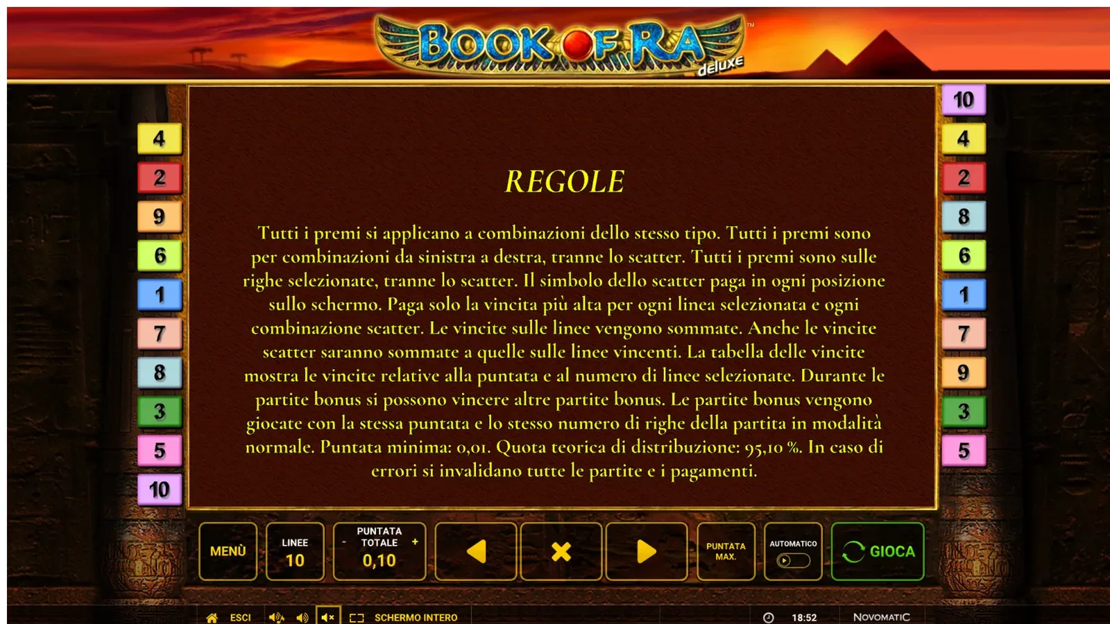 Le regole: quota teorica 95,10%
